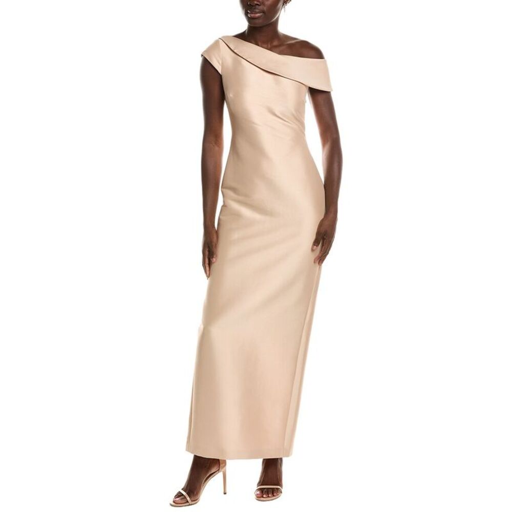 Badgley Mischka Womens One-Shoulder Gown, Gold